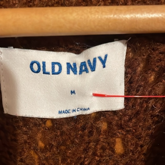 •OLD NAVY•BROWN OPEN KNIT CREW NECK RIBBED TRIM SWEATER SIZE MEDIUM EUC - Picture 6 of 7